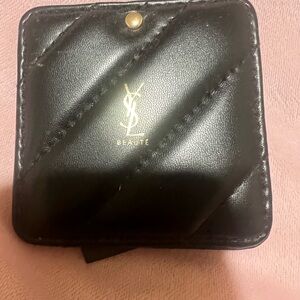 YSL Black Quilted Leather broken compact mirror